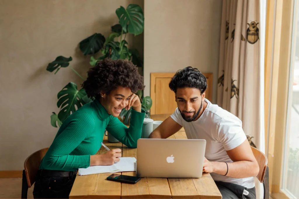 Students collaborating on a project
